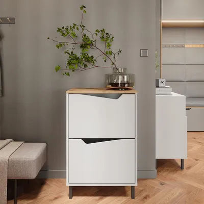 Immagine prodotto di Scarpiera da ingresso Vicco Marelle Bianco/Artisan 60 x 91.6 cm con 2 scomparti, Model 57869