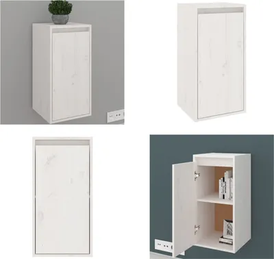 Image de vidaXL Armoire murale Blanc 30x30x60 cm Pin massif - Armoire murale - Armoire murale en bois - Armoire suspendue