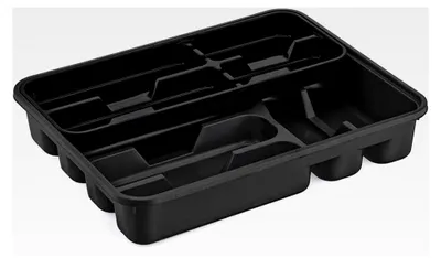 Produktbild von Besteckkasten für Schublade, doppelter Besteckorganizer in Schwarz