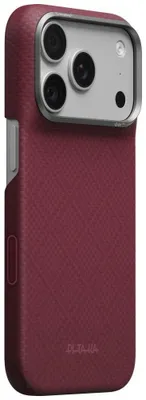 Productafbeelding van PITAKA Edge Case Argyle MagSafe hoesje voor iPhone 18 Pro / 17 Pro, kleur: burgundisch