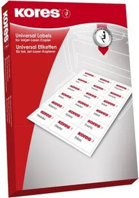 Produktbild von Kores Universal-Etiketten, 97 x 42,3 mm, weiß, 100 Blatt