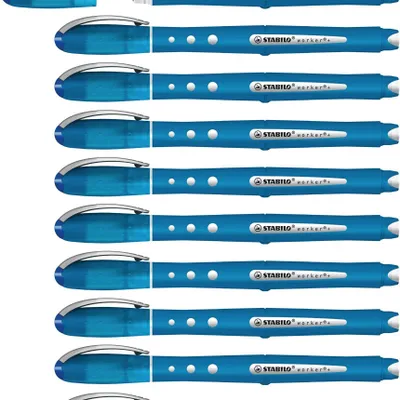 Produktbild von STABILO Tintenroller -  worker+ colorful - medium - 10er Pack - blau