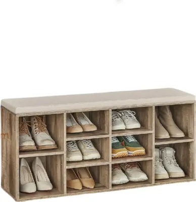 Produktbild von Schuhbank – Schuhregal – Bank für Diele – 30,1 x 104,1 x 48,1 cm – Kamelbraun