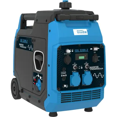A blue and black Güde Inverter Stromerzeuger ISG 3200-2 generator is shown against a white background.