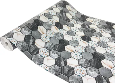 Produktbild von Klebefolie Möbel 45x990 cm - Sechskantfliesen - Selbstklebende Möbelfolie im Deko-Stil - Klebefolie für Möbel ideal für Küche, Bad und DIY Projekte