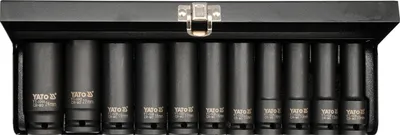 Produktbild von Yato YT-1054, Steckschlüsselsatz, Schwarz, 1/2", Verchromtes Molybdän, 78 mm
