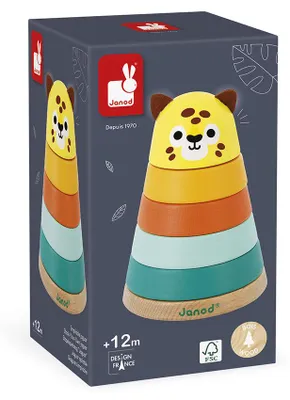 Immagine prodotto di Janod Tropik - Torre di legno impilabile del giaguaro - Giocattolo educativo per bambini