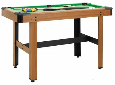 Immagine prodotto di Tavolo da biliardo compatto, dimensioni 122x61x76 cm, realizzato in legno resistente e di colore marrone