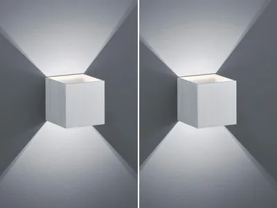Produktbild von 2er SET *UP & DOWN* LED Treppenhausbeleuchtung, moderner Kubus in Alu gebürstet