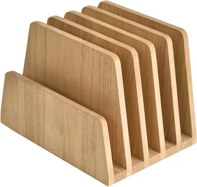 Image de Organisateur de bureau Unyqoos® – Range-documents avec 5 compartiments, idéal pour organiser les lettres et les papiers, finition bois naturel avec texture authentique, dimensions : 19 x 25,2 x 18 cm