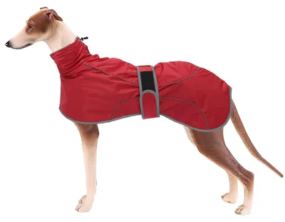 Immagine prodotto di Giacca invernale per cani, con fodera in pile, colore rosso, taglia XXL