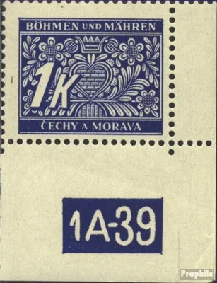 Produktbild von Briefmarken Böhmen und Mähren 1939 Mi P9 mit Plattennummer postfrisch Portomarke