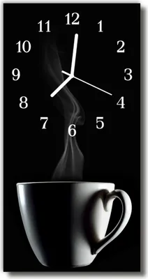 Produktbild von Tulup Glasuhr Wanduhr Küchenuhr Echt-Glas 30x60 Kaffetasse Schwarz