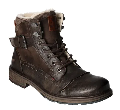 Produktbild von Mustang Herren Stiefelette Schnürboot warm Schnalle Glencheck Muster 4157-605, Größe:44 EU, Farbe:Braun