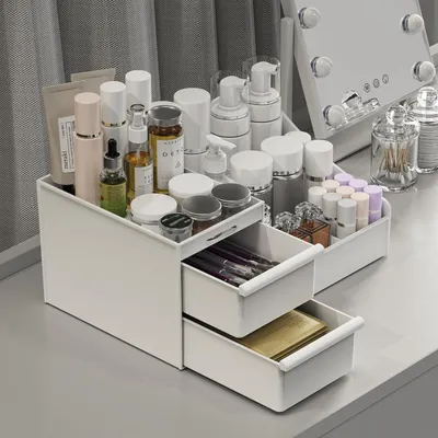 Immagine prodotto di Organizer per trucchi a forma di gatto, contenitore per cosmetici, cassetti, mobiletto da bagno, bagno