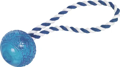 Produktbild von Nobby TPR Ball mit Seil, blau, 26 cm, Ø 7 cm
