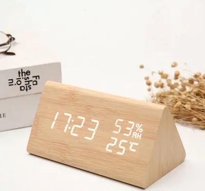 Produktbild von Wecker Wecker aus Holz, mit Tonsteuerung Luftfeuchtigkeit Temperatur Datum
