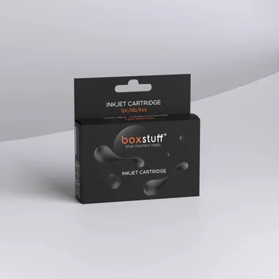 A black box for an inkjet cartridge is shown against a light gray and white background.