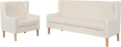 Zdjęcie produktu dla Zestaw wypoczynkowy sofa i fotel, kremowe