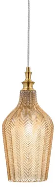 Obrázek produktu pro Cleofe Contemporary Suspension Metal Brass Amber Glass 1 Light E27 D.18Cm