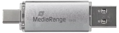Produktbild von MediaRange MR938, 128 GB, USB Type-A / USB Type-C, 3.2 Gen 1 (3.1 Gen 1), 80 MB/s, Kappe, Silber