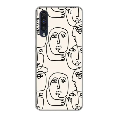 Produktbild von MuchoWow® Handyhülle Schutzhülle Hülle für Samsung Galaxy A30s Gesicht - Muster - Strichzeichnung Silikon Softcase Handy Hülle - Karteninhaber