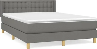 Zdjęcie produktu dla Łóżko Kontynentalne Z Materacem, Ciemnoszara Tkanina 140X200 Cm Lumarko!