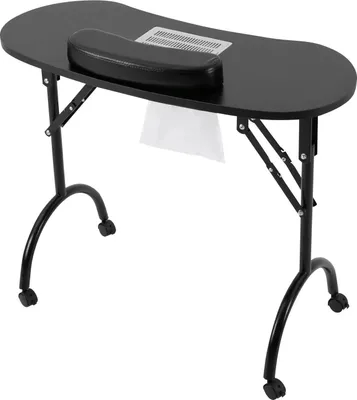 Image de Table de manucure - Table de manucure pliante - Surface de travail 90 x 40 cm - Aspirateur de poussière intégré 5,5 W - Prise UE 220–240 V - Capacité de charge 30 kg - Noir