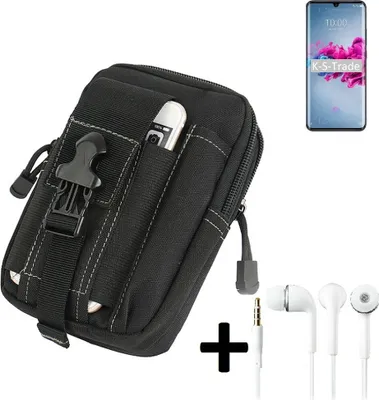 Produktbild von K-S-Trade Gürteltache + Kopfhörer kompatibel mit ZTE Axon 11 5G Gürtel Tasche Holster Schutz Hülle Handy Hülle  schwarz inkl. Extrafächer