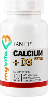 Produktbild von MyVita Calcium + D3 Forte 100 Tabletten - Calciumcitrat 400 mg + D3 15 µg