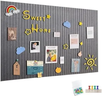 Productafbeelding van PromoHome® Groot zelfklevend prikbord van vilt, 60x40 cm - Opvouwbaar memobord voor kantoor en thuis