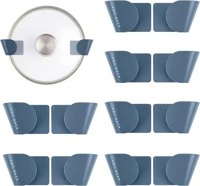 Image de Support mural pour couvercles de casseroles, 6 paires, adhésif, gain de place, pour la cuisine
