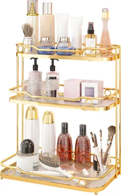 Produktbild von Heikoeco® Schminktisch Organizer, Luxus-make up Organizer,organizer,make up organizer,schminktisch aufbewahrung,  (Süßes Gold, 3 Ebenen)