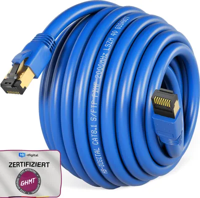 Produktbild von hb-digital 20m RJ45 Patchkabel CAT 8.1 S/FTP LSZH blau
