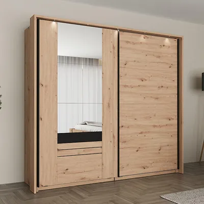 Immagine prodotto di Lalibe - Guardaroba 2 Ante, 220x205h cm Marrone Rovere Nodi, 2 Ripiani