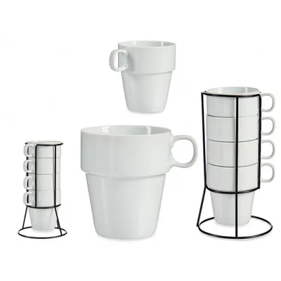 Produktbild von 4er Set Tassen in Ständer Tassen Kaffeetassen Becher 350 ml