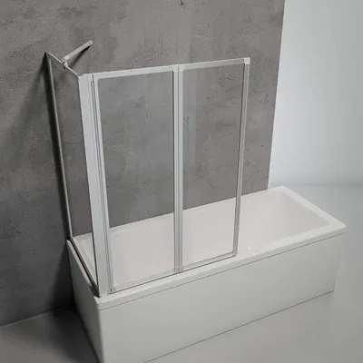 Produktbild von Badewannenaufsatz Duschwand für Badewanne 89 x 121 cm, 2-teilig | Seitenwand 68-71 cm, ESG Sicherheitsglas Klar hell, Duschabtrennung ohne Bohren, inkl. Klebemontage, Alu Natur D133270 01 50