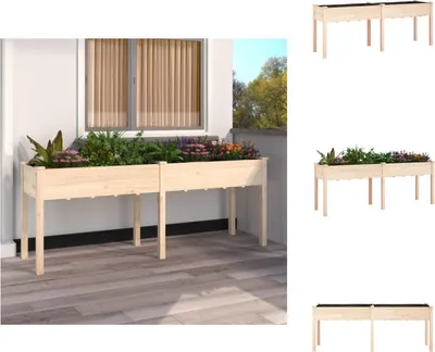 Productafbeelding van vidaXL Plantenbak met binnenpot, 203x53x76 cm, massief grenenhout - Bloempotten en plantenbakken