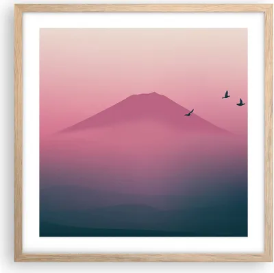 Produktbild von Gerahmtes Poster - Rahmen in heller Eiche - Vulkan Vogel Natur - 50x50 cm - Wand Bild - Wanddeko - Wandbilder - Wandposter - Bilderrahmen - Bilder - Kunstdruck - Wandbild - P2NAC50x50-4124