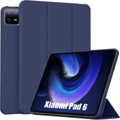 Image de Coque pour Xiaomi Pad 6 / Xiaomi Pad 6 Pro, Protection Anti-Rayures avec Support - Bleu Marine
