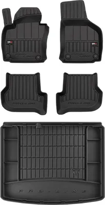 Zdjęcie produktu dla Zestaw dywaników podłogowych i wykładziny bagażnika OMAC do Seat Leon 2005-2012 gumowy czarny 5x