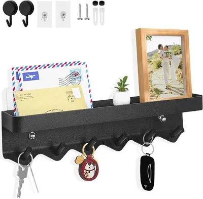 Produktbild von Famanu Schlüsselboard – Schlüsselorganizer mit 6 Haken – Wandhalterung schwarz