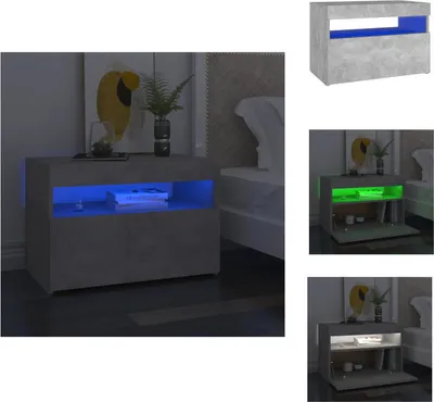Obrázok produktu pre vidaXL Nočný stolík s LED osvetlením betónová sivá 60x35x40 cm - Nočné stolíky