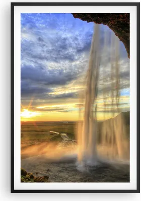 Produktbild von Gerahmtes Poster - Schwarzer Rahmen - Wasserfall Natur Park Sonne - 61x91,5 cm - Wand Bild - Wanddeko - Wandbilder - Wandposter - Bilderrahmen - Bilder - Kunstdruck - Wandbild - P2BPA61x91-2716