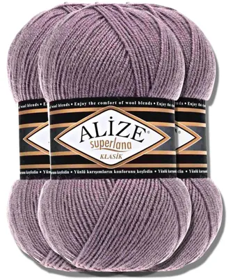 Imagen del producto de Alize 3x 100g Superlana Klasik, hilo de lana, color sólido, ideal para tejer a crochet o a dos agujas (número de color: 312)