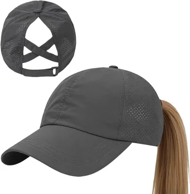 Produktbild von Baseballcap mit Pferdeschwanz, verstellbar, atmungsaktives Mesh, Sonnenschutz, für Sport