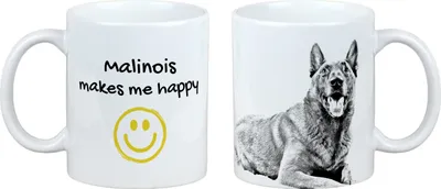 Obrázek produktu pro Malinois, belgický ovčák – hrnek s motivem psa, veselý hrnek pro milovníky psů, personalizovaný dárek značky Art-Dog