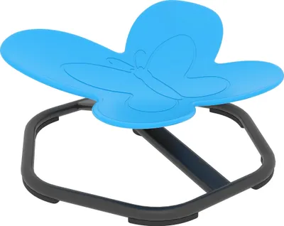 Produktbild von Sensorischer Drehstuhl für Kinder, Schmetterlings-Form, fördert Balance und Koordination, Kunststoff, Metall, Blau