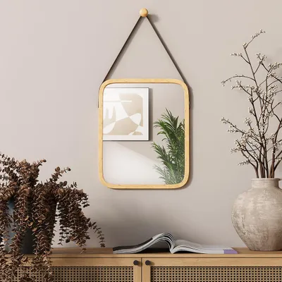 Image de Miroir mural Vicco Mirno Bambou 34x41.5cm avec sangle réglable, Model 56525