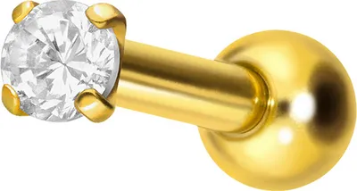 Produktbild von Ohrpiercing Titan Ohrpiercing mit Innengewinde EINGEFASSTER KRISTALL Gold Stablänge: 6mm | Kristallgröße: 2,5mm